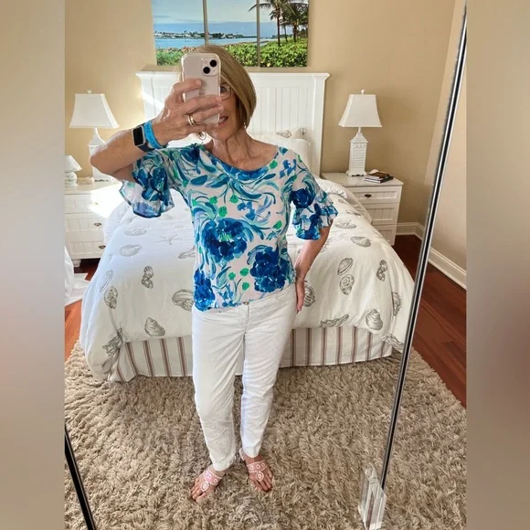 🪸LILLY PULITZER Lula, Sweet Pea Blouse. size S - Picture 2 of 6